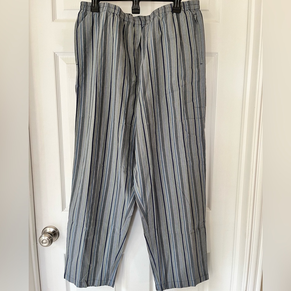 Serengeti Stripped Pull On Pants Blue/Multi Petite XL NWOT